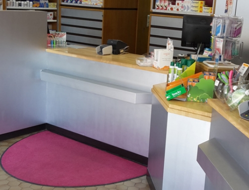 Tapis en demi-rond pour la Pharmacie Orban à Bruxelles